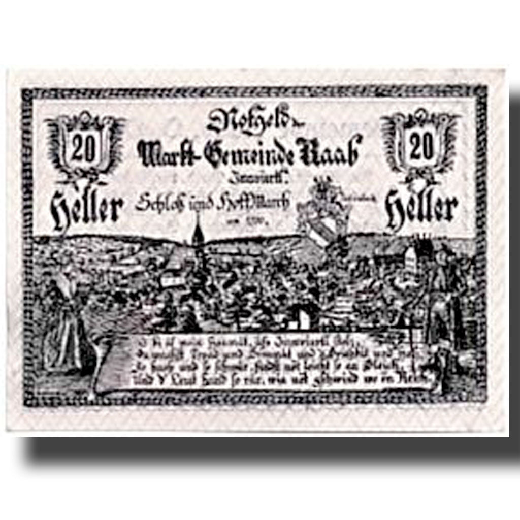 Banknote, Austria, Raab, 20 Heller, paysage, 1920, 1920-02-20, UNC(63), Mehl:805