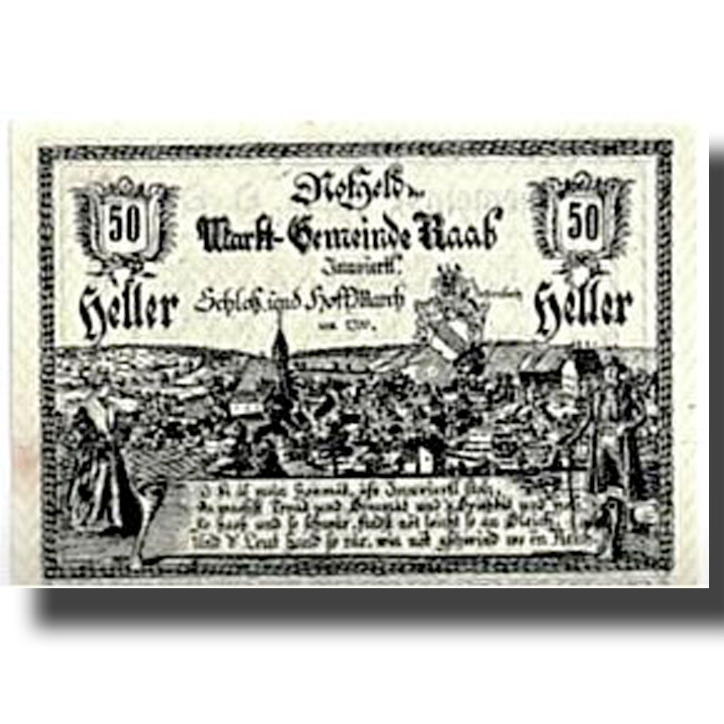 Banknote, Austria, Raab, 50 Heller, paysage, 1920, 1920-02-20, UNC(63), Mehl:805