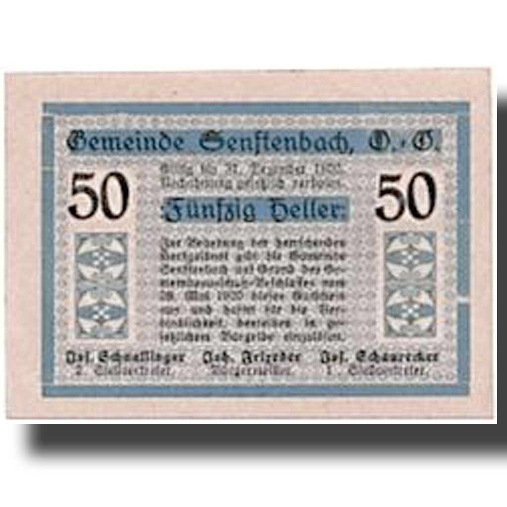 Geldschein, Österreich, Senftenbach, 50 Heller, graphique, 1920, 1920-05-28