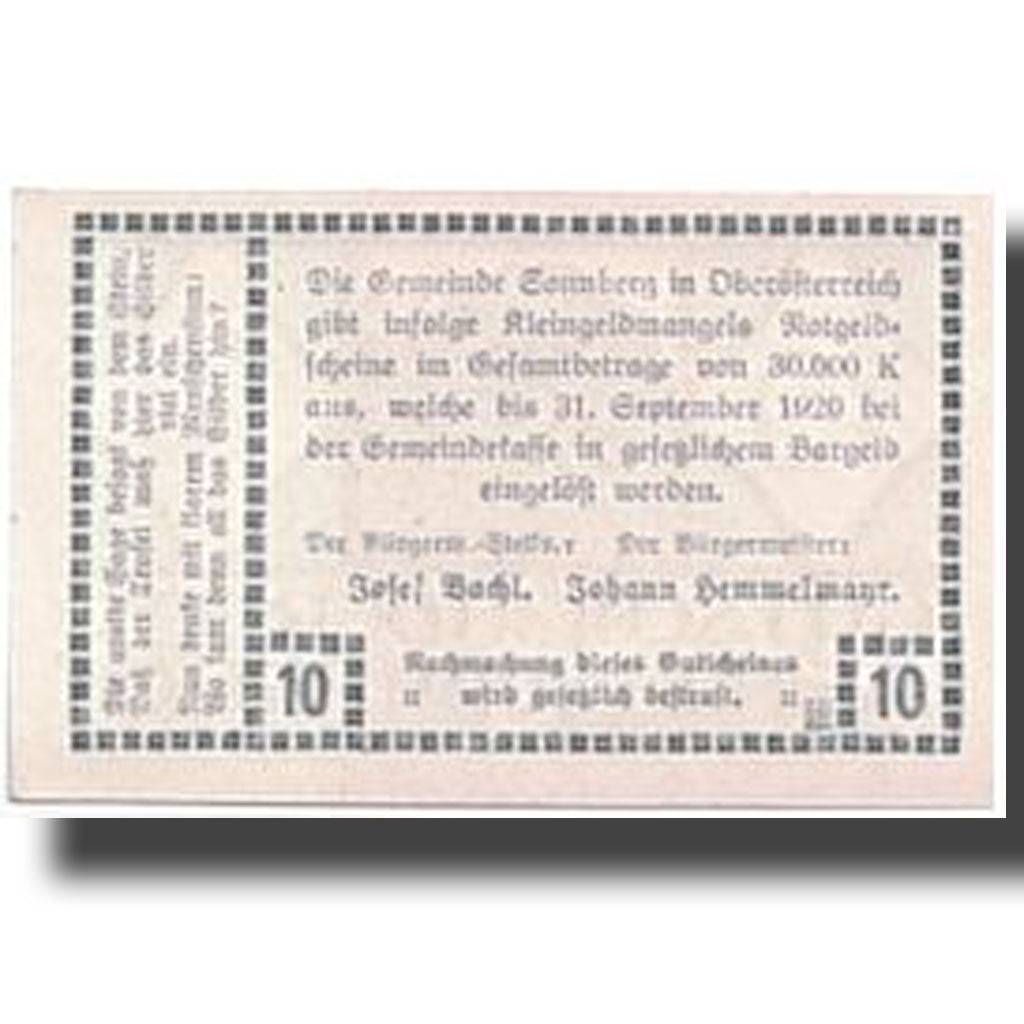 Banknote, Austria, Sonnberg O.Ö. Gemeinde, 10 Heller, paysage, UNC(63)