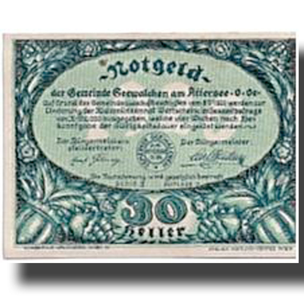 Banknote, Austria, Seewalchen am Attersee, 30 Heller, paysage, 1920, 1920-05-08