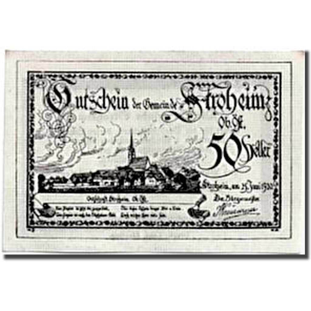 Banknote, Austria, Stroheim, 50 Heller, paysage, 1920, 1920-06-25, UNC(63)