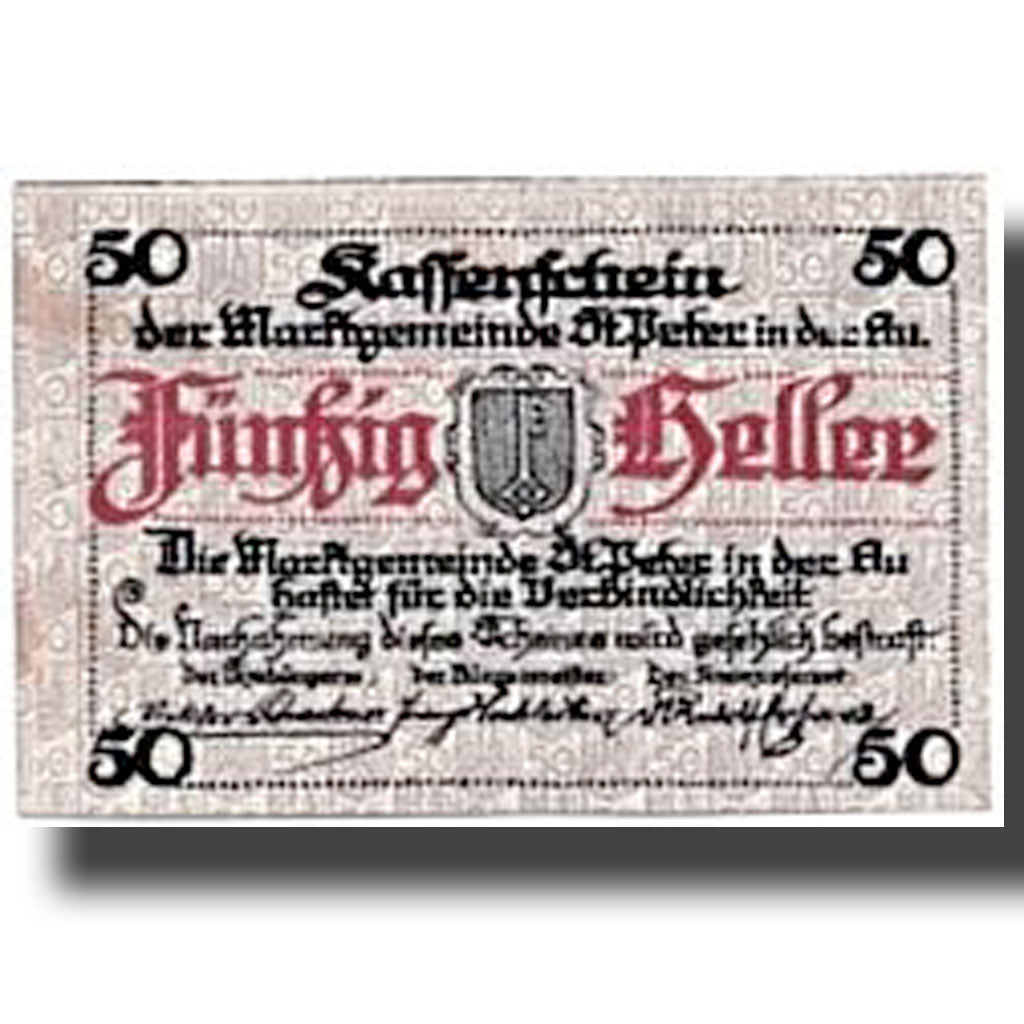 Banknote, Austria, St Peter in der Au, 50 Heller, paysage, 1920, 1920-04-01