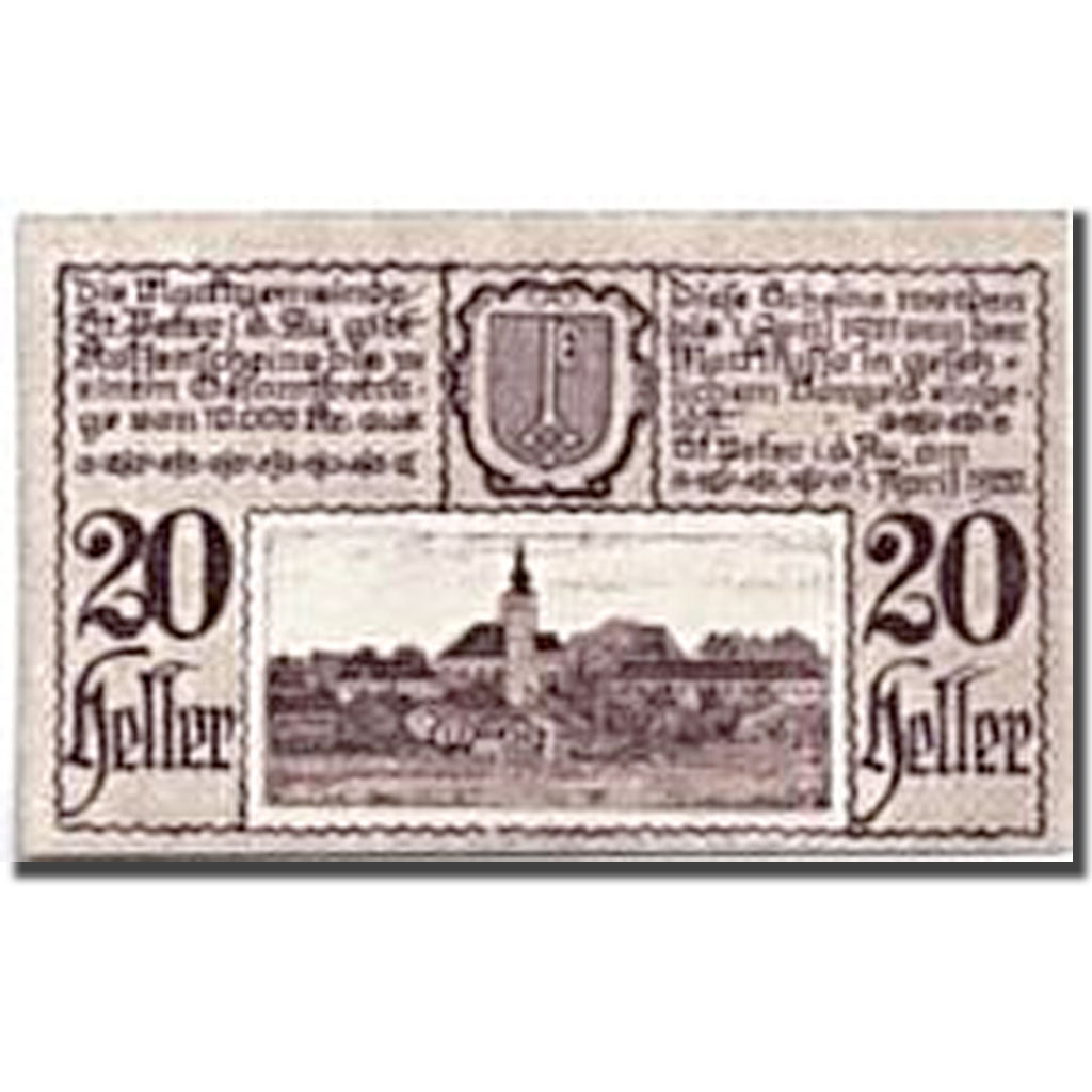 Geldschein, Österreich, St Peter in der Au, 20 Heller, paysage, 1920