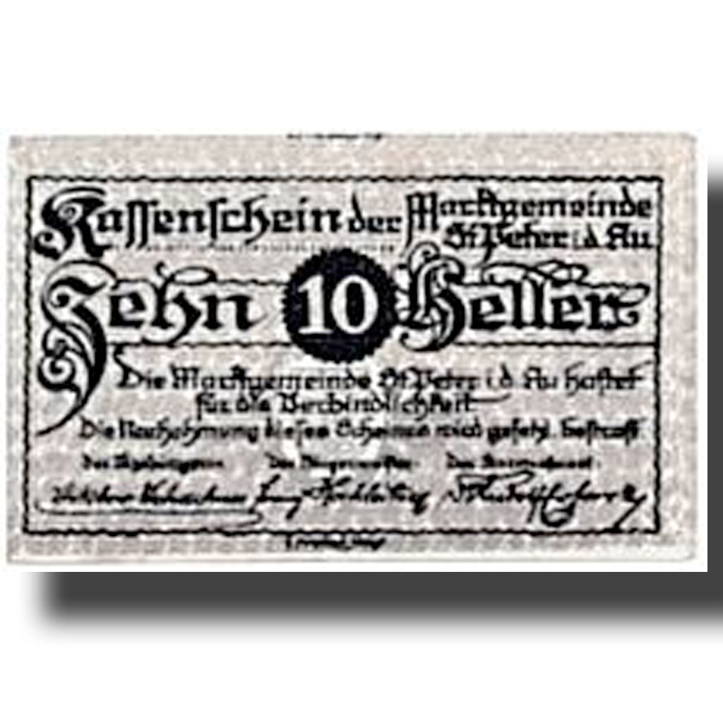 Banknote, Austria, St Peter in der Au, 10 Heller, paysage, 1920, 1920-04-01