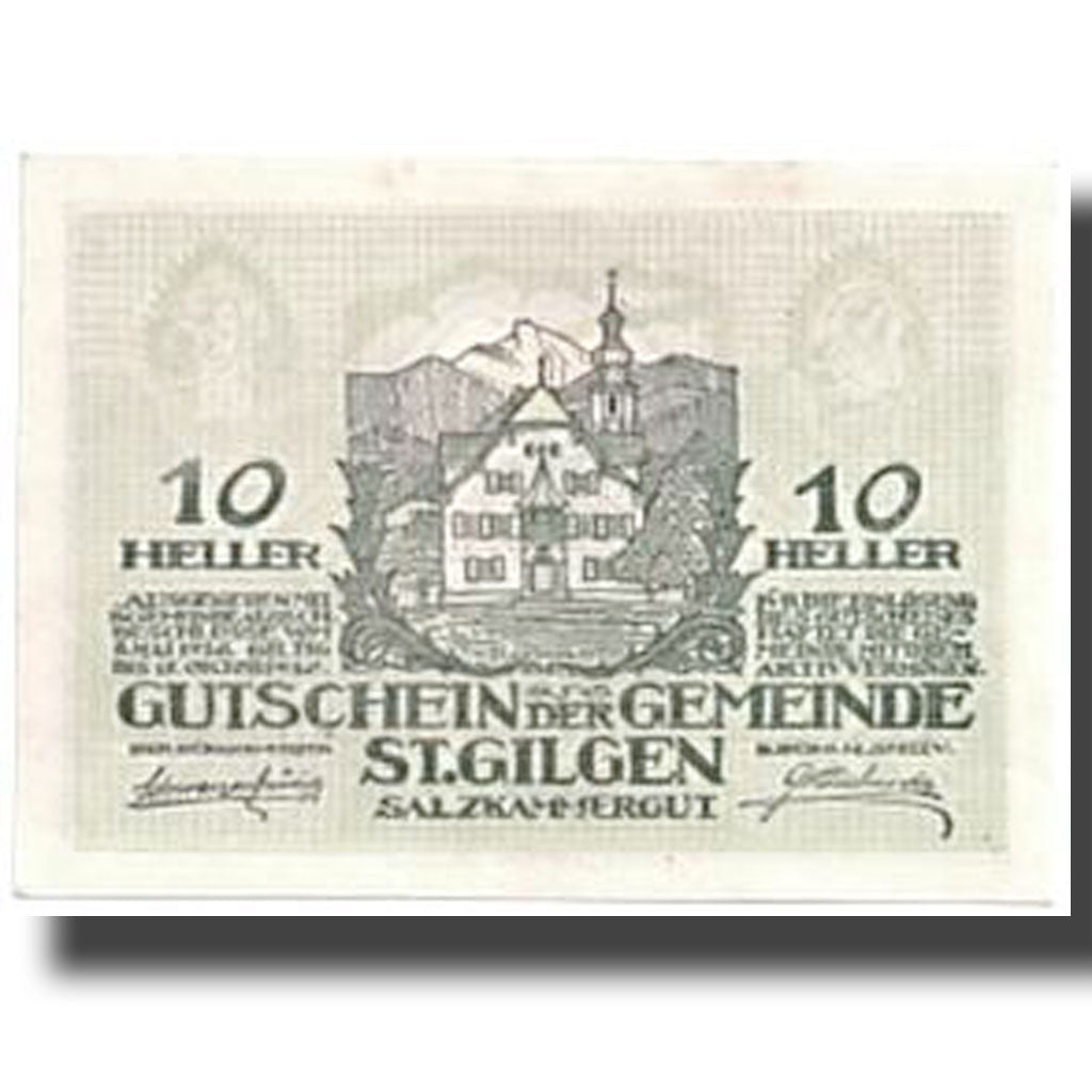 Banknote, Austria, St Gilgen, 10 Heller, paysage, 1920, 1920-05-08, UNC(63)
