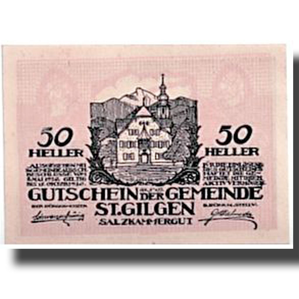 Banknote, Austria, St Gilgen, 50 Heller, paysage, 1920, 1920-05-08, UNC(63)