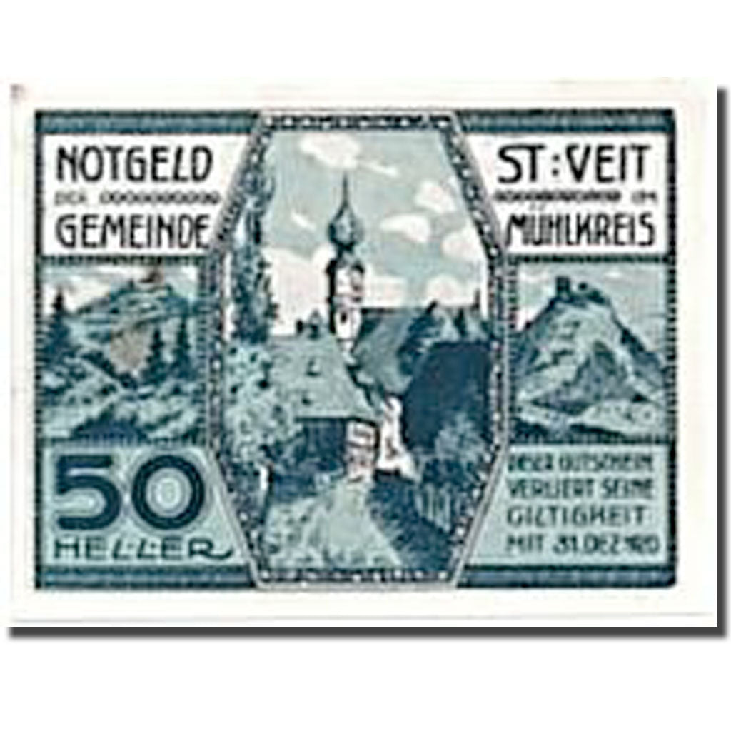 Banknote, Austria, St Veit im Pongau, 50 Heller, paysage, 1920, 1920-04-25