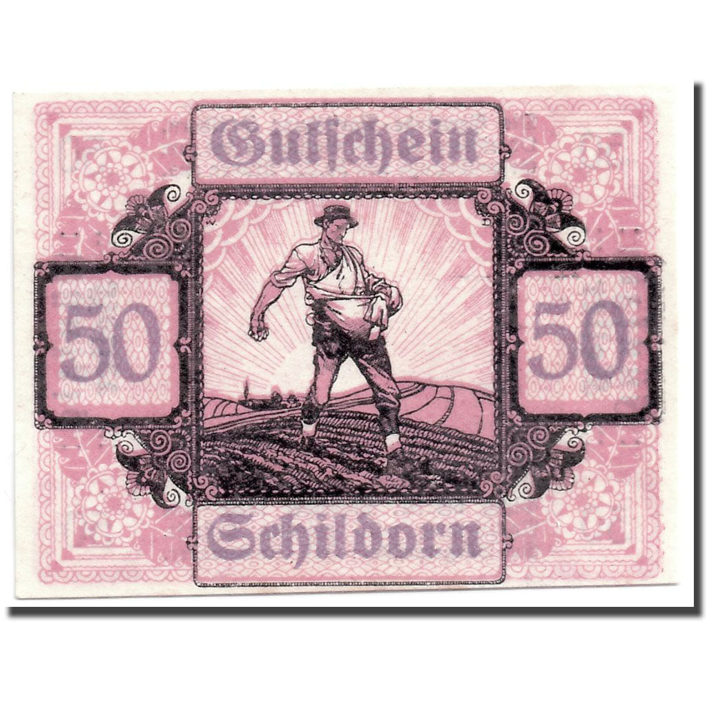 Banknote, Austria, Schildorn, 50 Heller, personnage, 1920-12-31, UNC(63)
