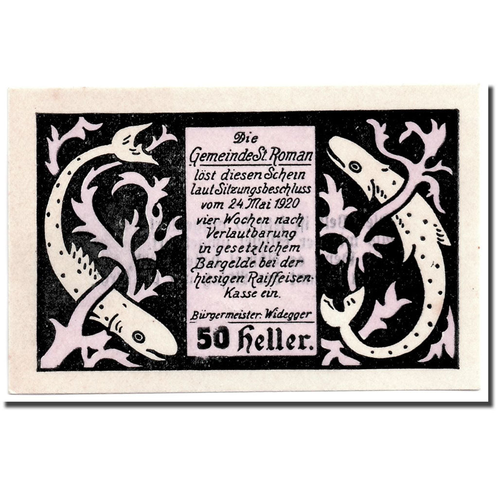 Banknote, Austria, St Roman, 50 Heller, Animaux, 1920, 1920-05-24, UNC(63)