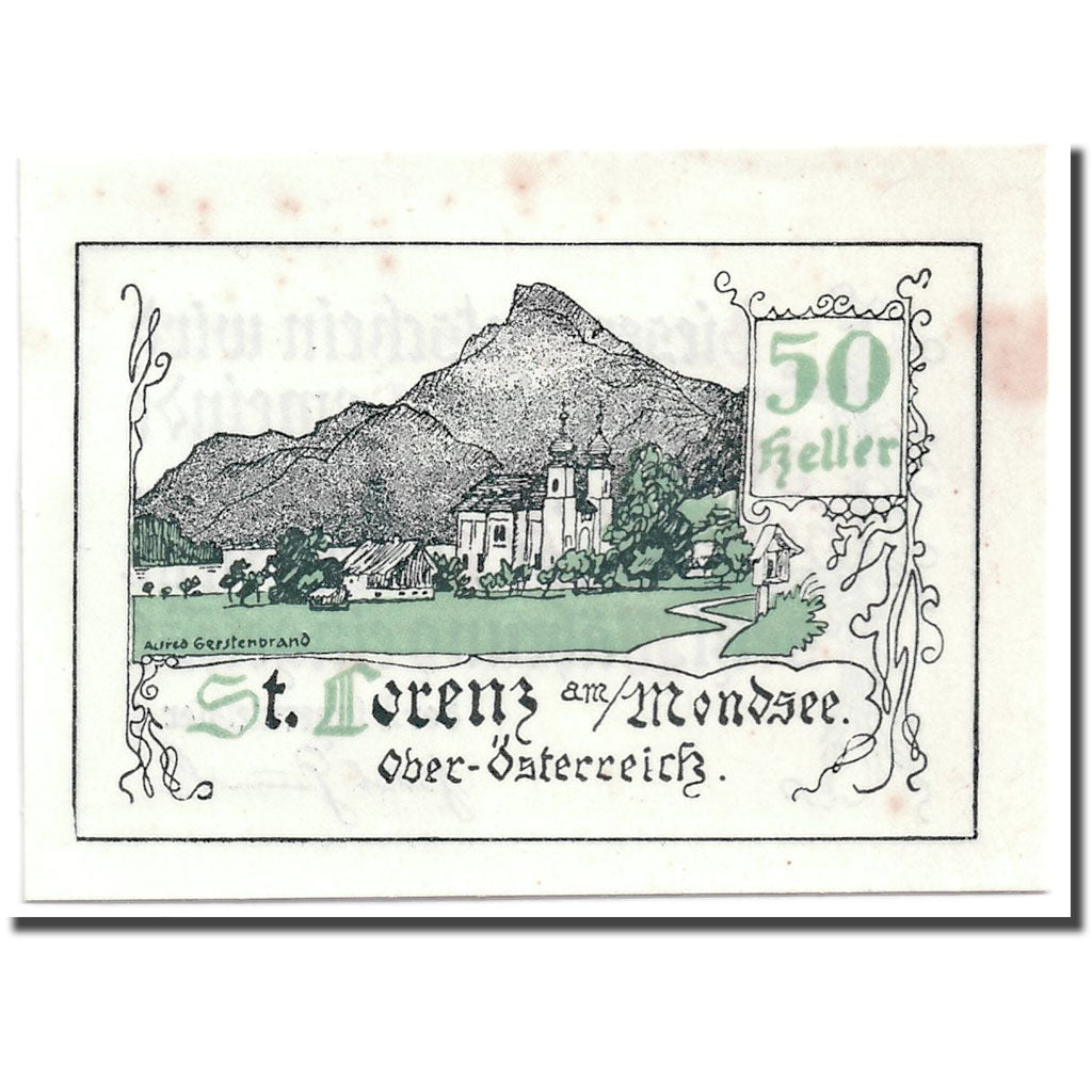 Banknote, Austria, St Lorenz, 50 Heller, paysage, UNC(63), Mehl:904