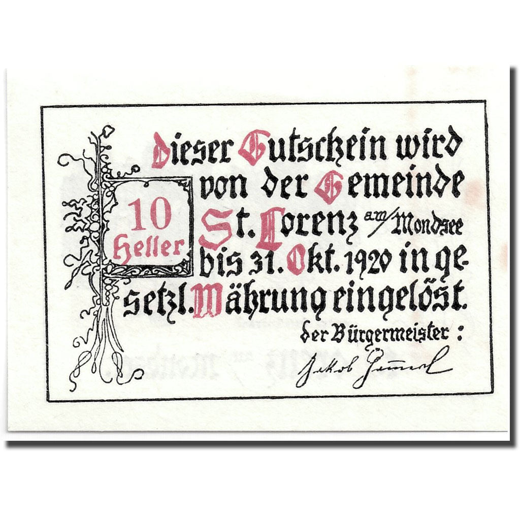 Geldschein, Österreich, St Lorenz, 10 Heller, personnage, UNZ-, Mehl:904