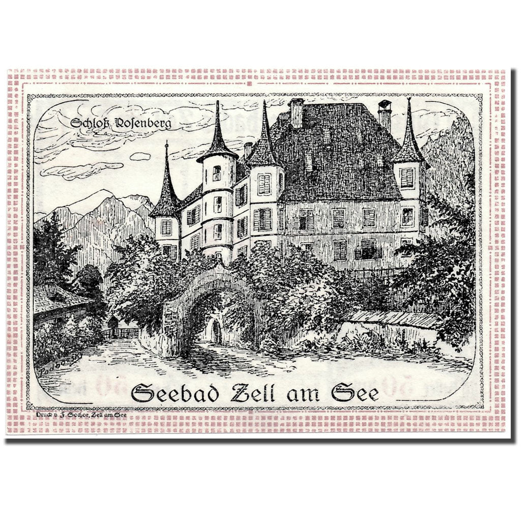 Banknote, Austria, Seebades Zell Am See, 50 Heller, château, 1920, 1920-06-01