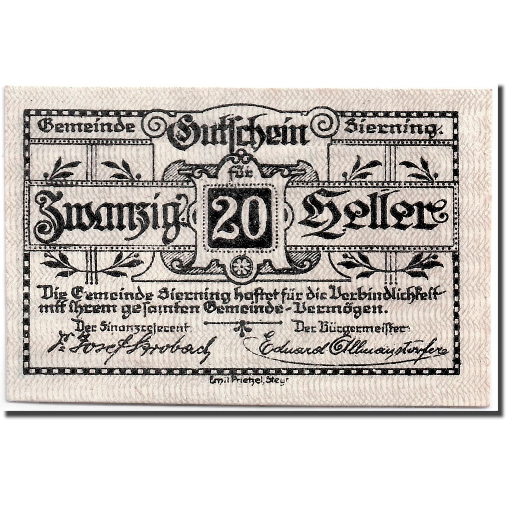 Geldschein, Österreich, Sierning, 20 Heller, paysan, 1920, 1920-03-20, UNZ-