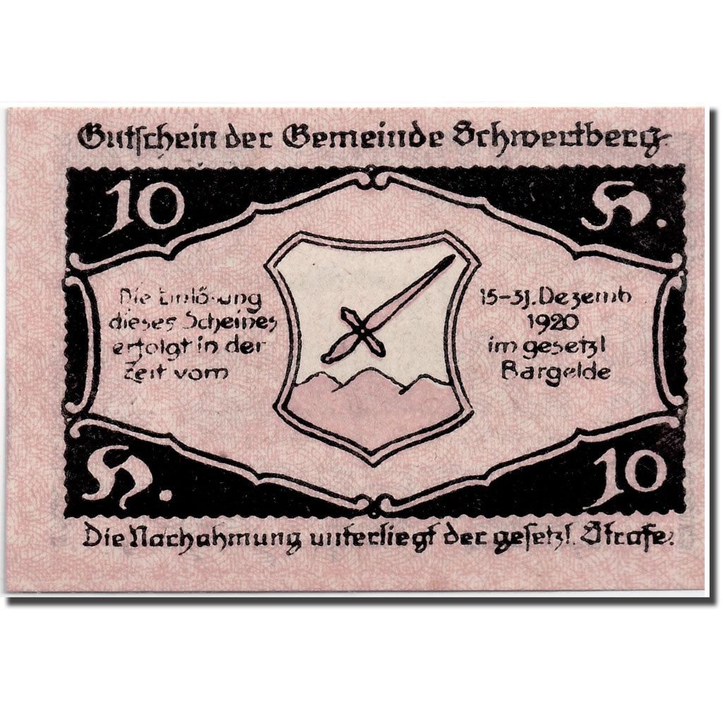 Banknote, Austria, Schwertberg, 10 Heller, Ecusson, 1920, 1920-03-20, UNC(63)