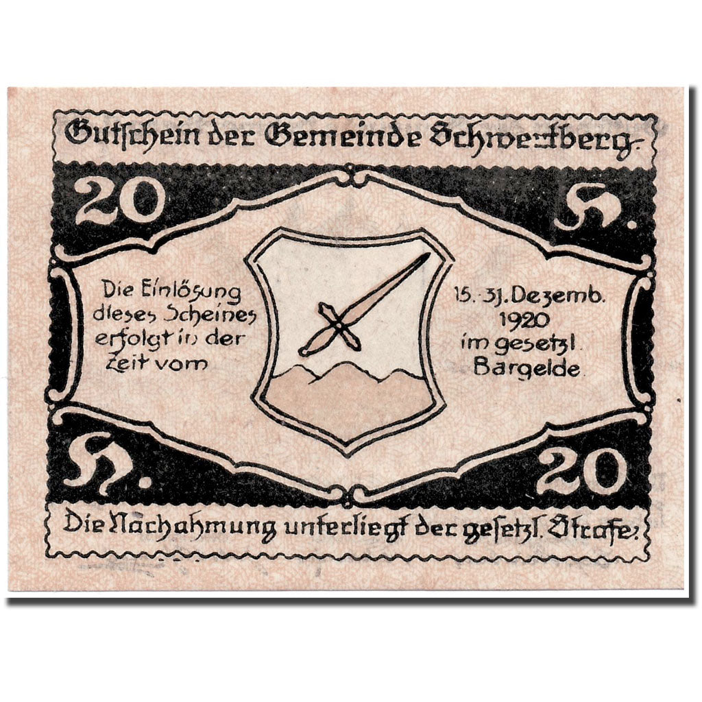 Banknote, Austria, Schwertberg, 20 Heller, Ecusson, 1920, 1920-03-20, UNC(63)
