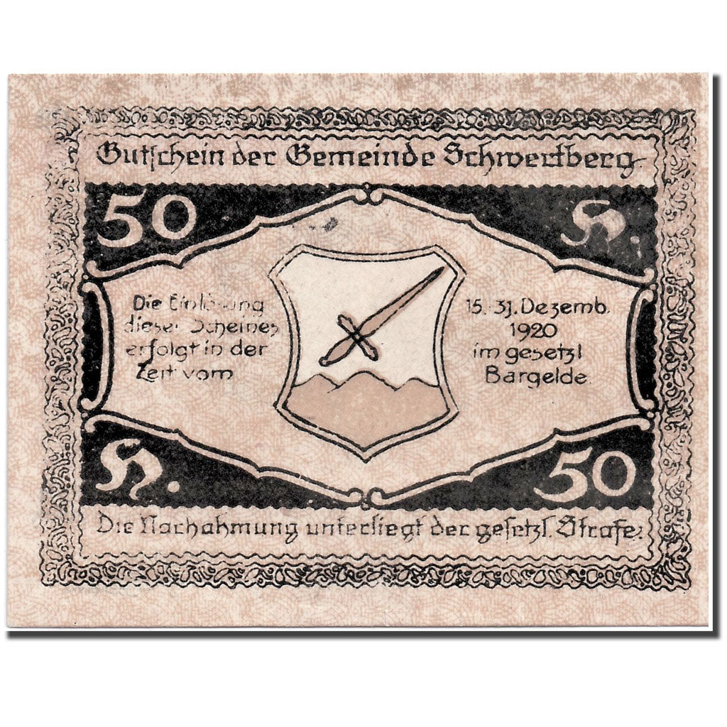 Geldschein, Österreich, Schwertberg, 50 Heller, Ecusson, 1920, 1920-03-20