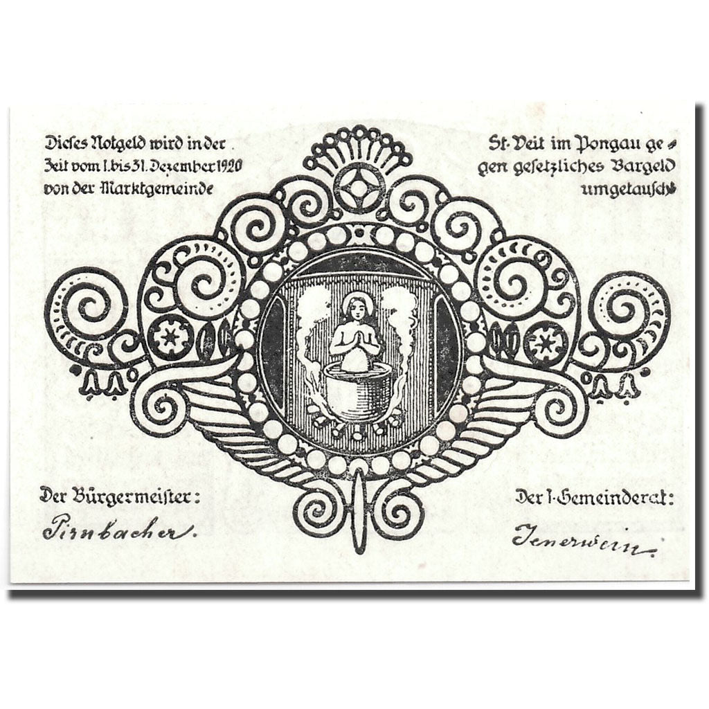 Geldschein, Österreich, St Viet im Pongau, 20 Heller, Ecusson, 1920