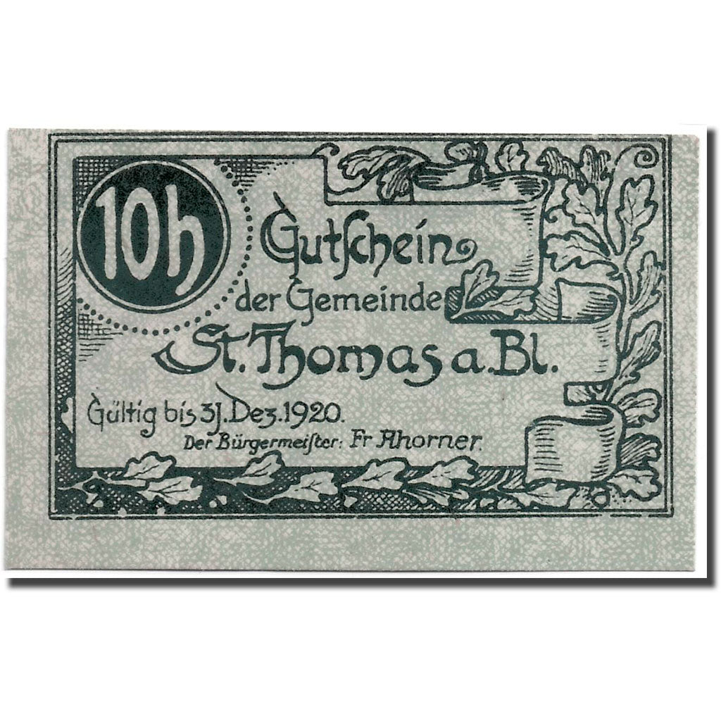 Geldschein, Österreich, St Thomas, 10 Heller, graphique, UNZ-, Mehl:938