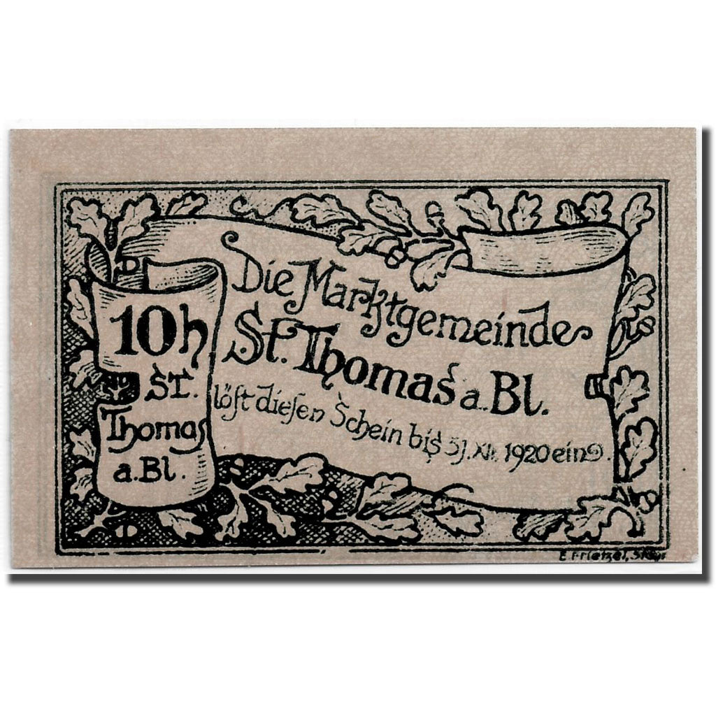 Geldschein, Österreich, St Thomas, 10 Heller, graphique, UNZ-, Mehl:938