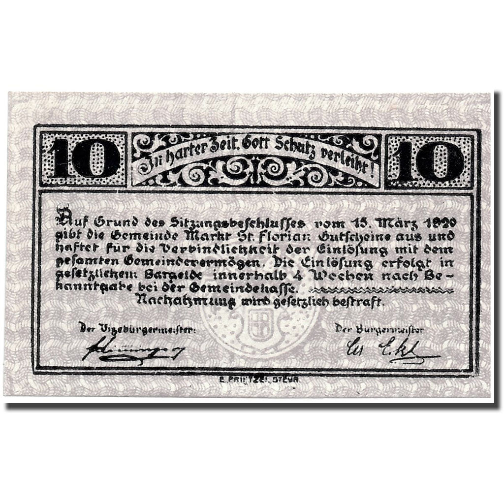 Geldschein, Österreich, St Florian, 10 Heller, château, 1920, 1920-03-15
