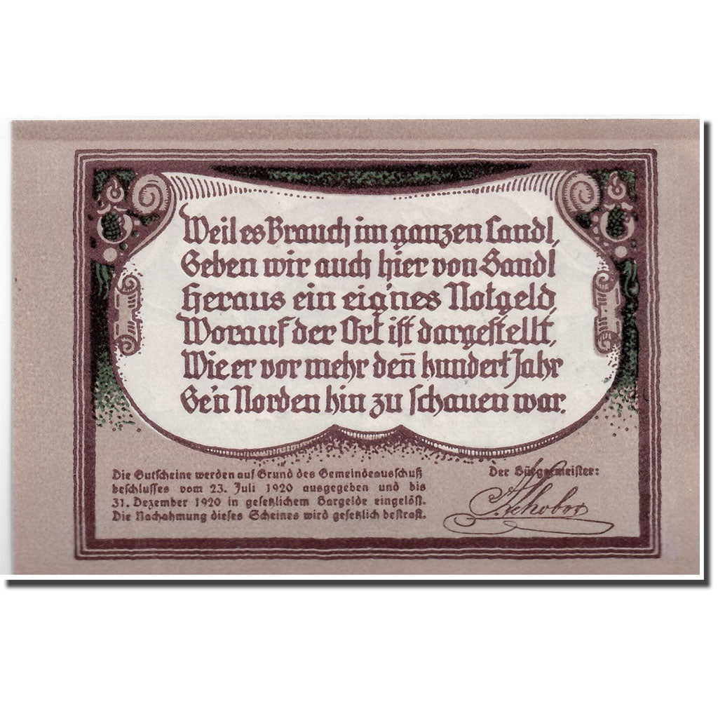 Geldschein, Österreich, Sandl, 30 Heller, paysage, 1920, 1920-07-23, UNZ-