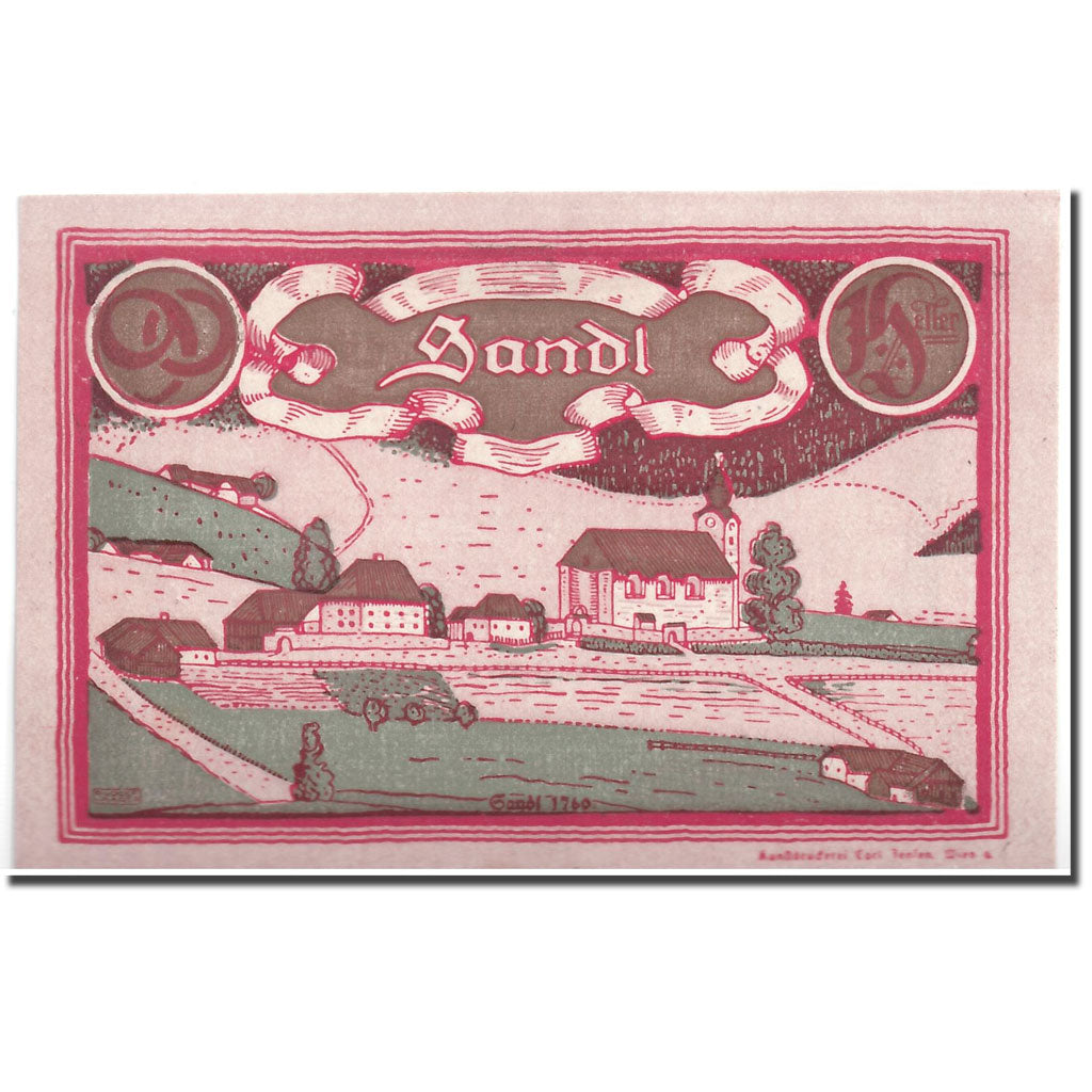 Banknote, Austria, Sandl, 90 Heller, paysage, 1920, 1920-07-23, UNC(63)