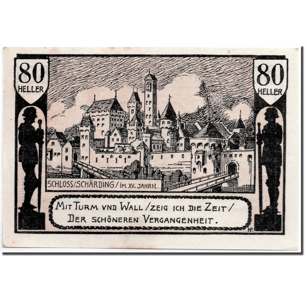 Banknote, Austria, Schärding, 80 Heller, rempart, 1920, 1920-04-30, UNC(63)