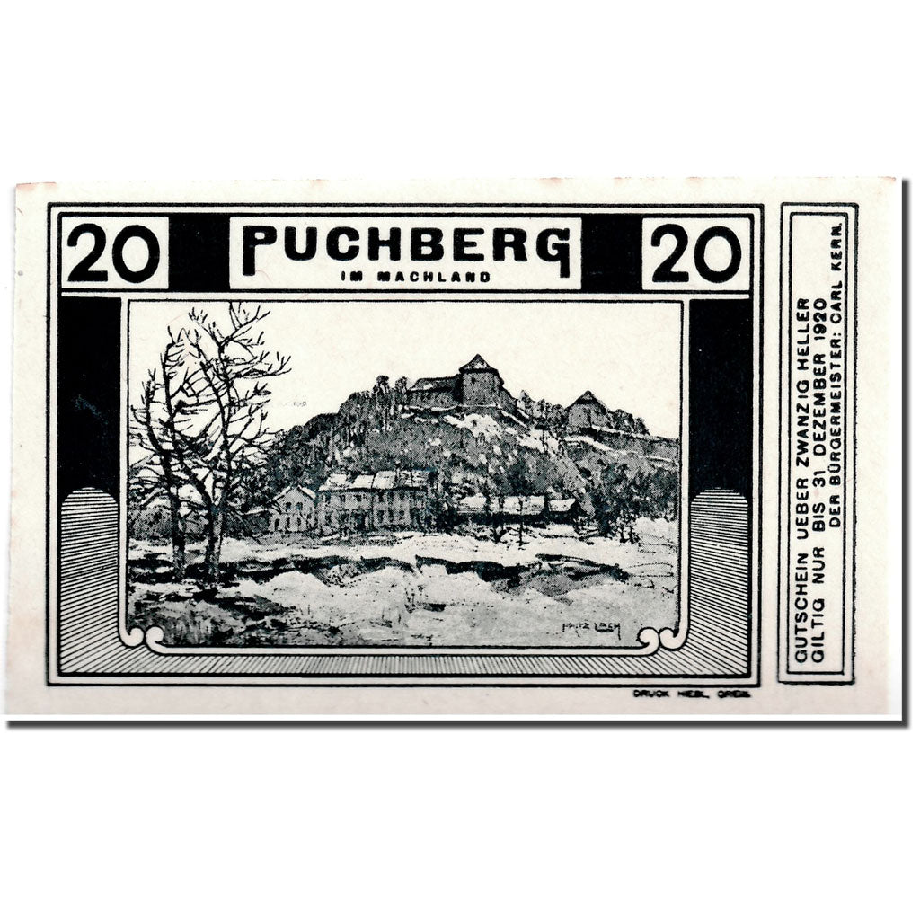 Geldschein, Österreich, Puchberg, 20 Heller, paysage, UNZ-, Mehl:787 Ia1