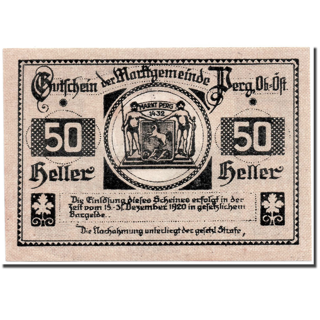 Geldschein, Österreich, Perg, 50 Heller, paysage, 1920, 1920-03-16, UNZ-