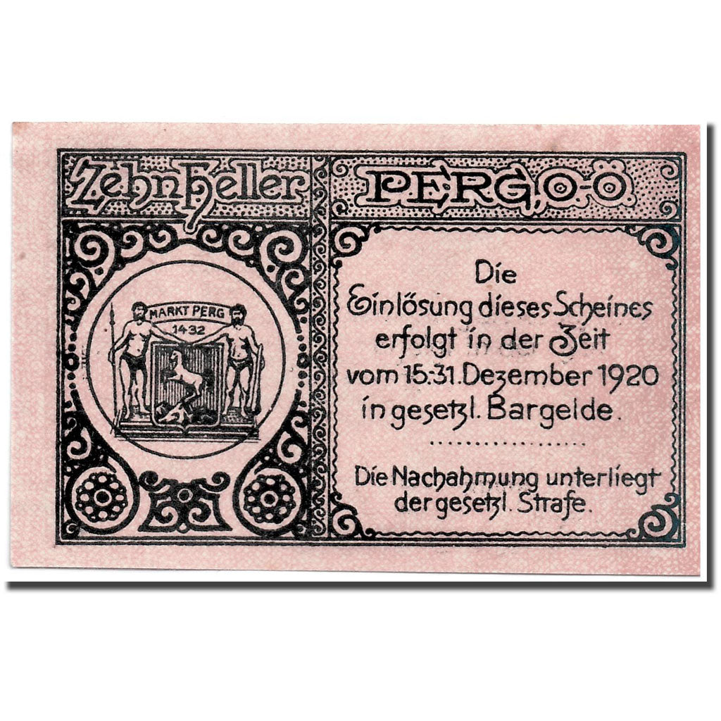 Banknote, Austria, Perg, 10 Heller, ruelle, 1920, 1920-03-16, UNC(63), Mehl:730