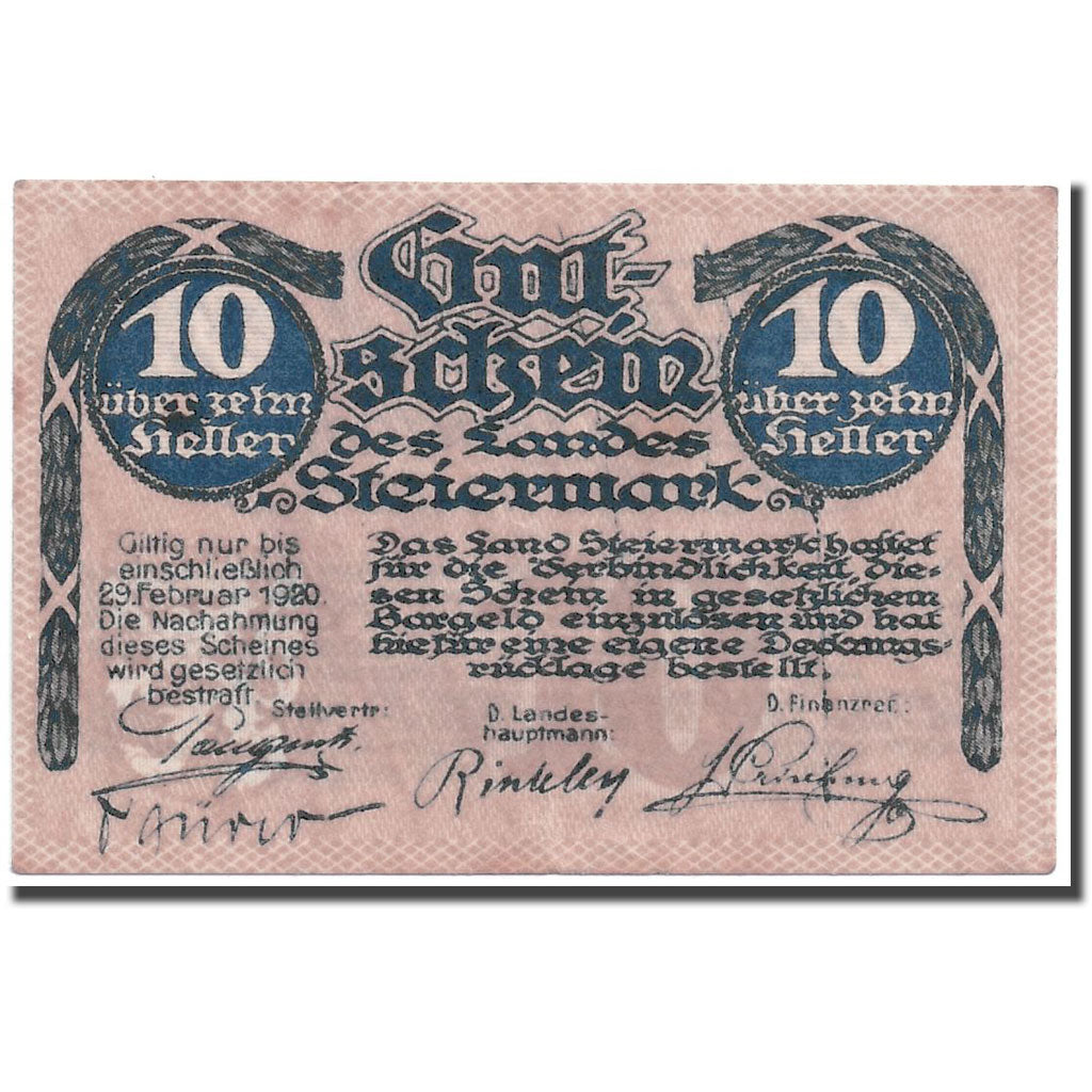 Banknote, Austria, Steiermark, 10 Heller, graphique, UNC(63), Mehl:1014a