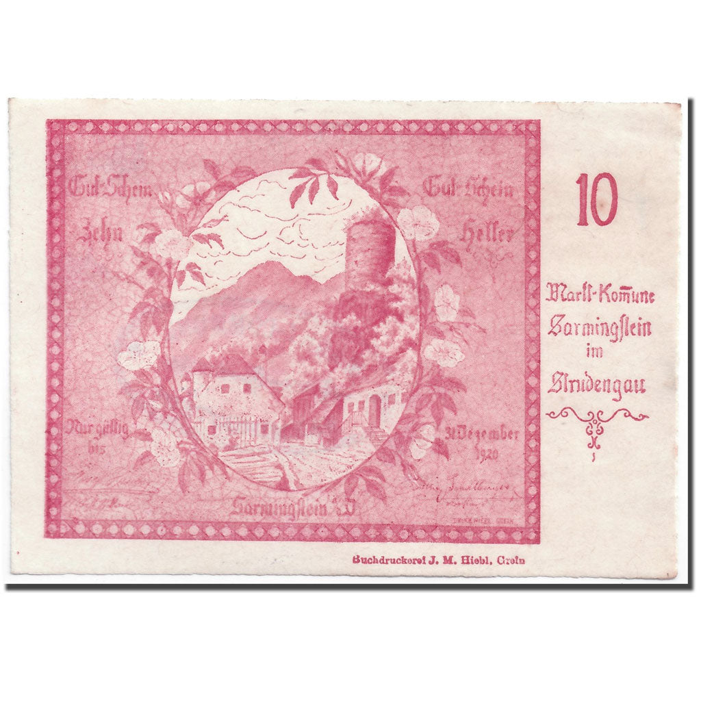 Geldschein, Österreich, Sarmingstein, 10 Heller, paysage, UNZ-, Mehl:949.1