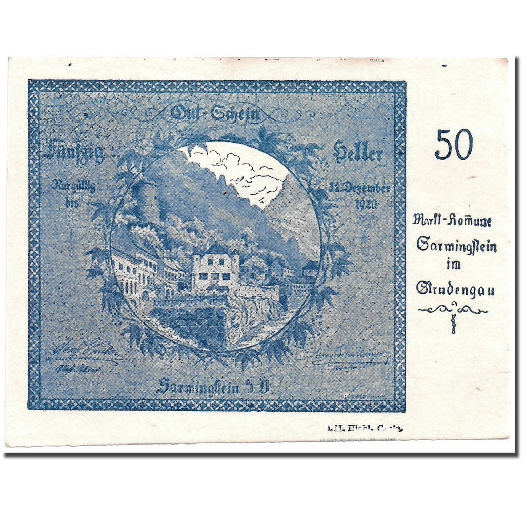 Banknote, Austria, Sarmingstein, 50 Heller, paysage, UNC(63), Mehl:949.1