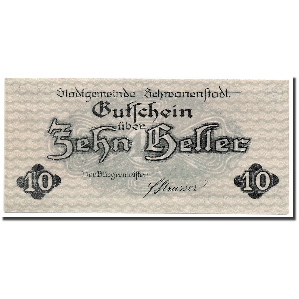 Geldschein, Österreich, Schwanenstadt, 10 Heller, paysage, UNZ-, Mehl:977 I