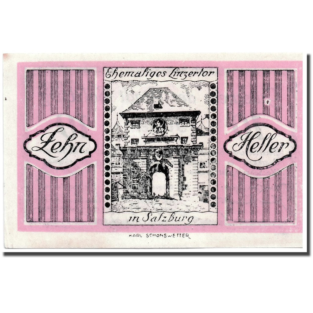 Banknote, Austria, Salzburg, 10 Heller, Monument, 1920, UNC(63), Mehl:862 I
