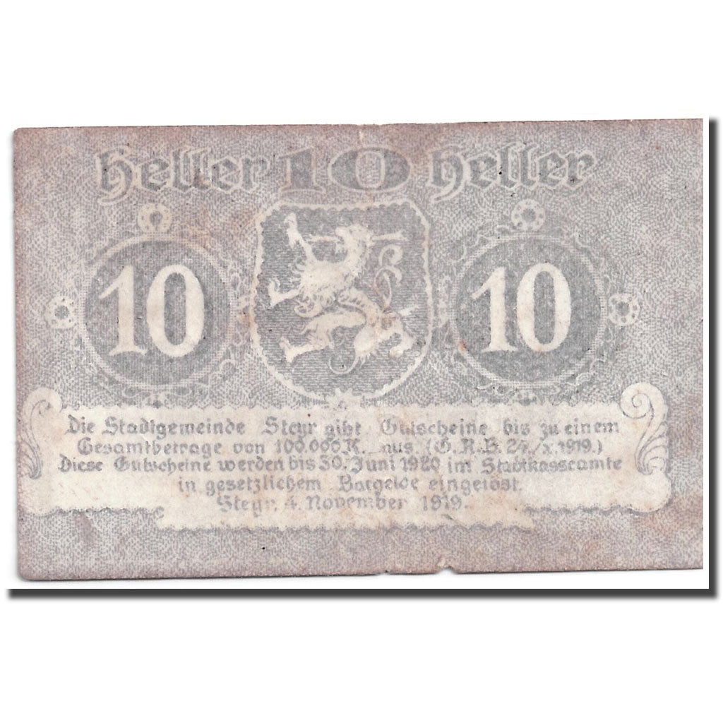 Geldschein, Österreich, Steyr, 10 Heller, Blason, 1920, 1920-06-30, UNZ-