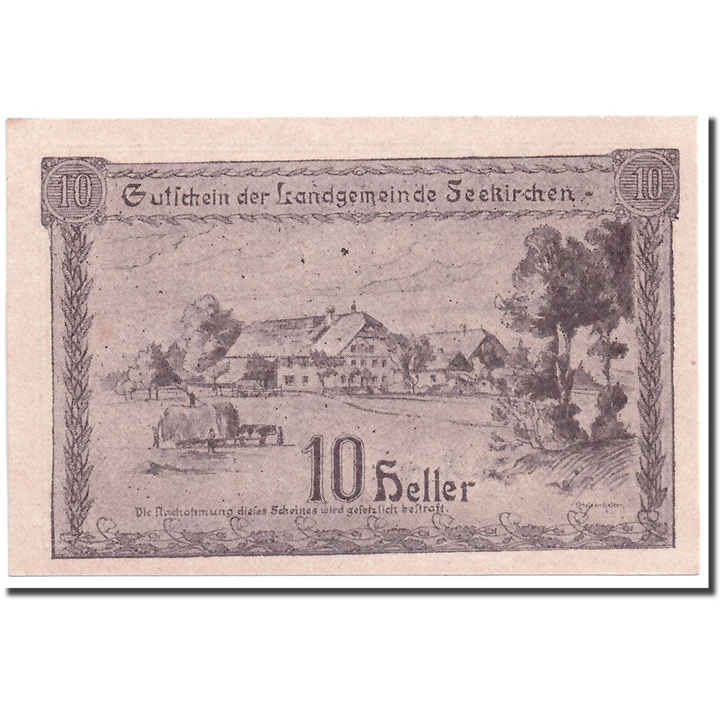 Geldschein, Österreich, Seekirchen, 10 Heller, paysage, 1920, 1920-06-28, UNZ-