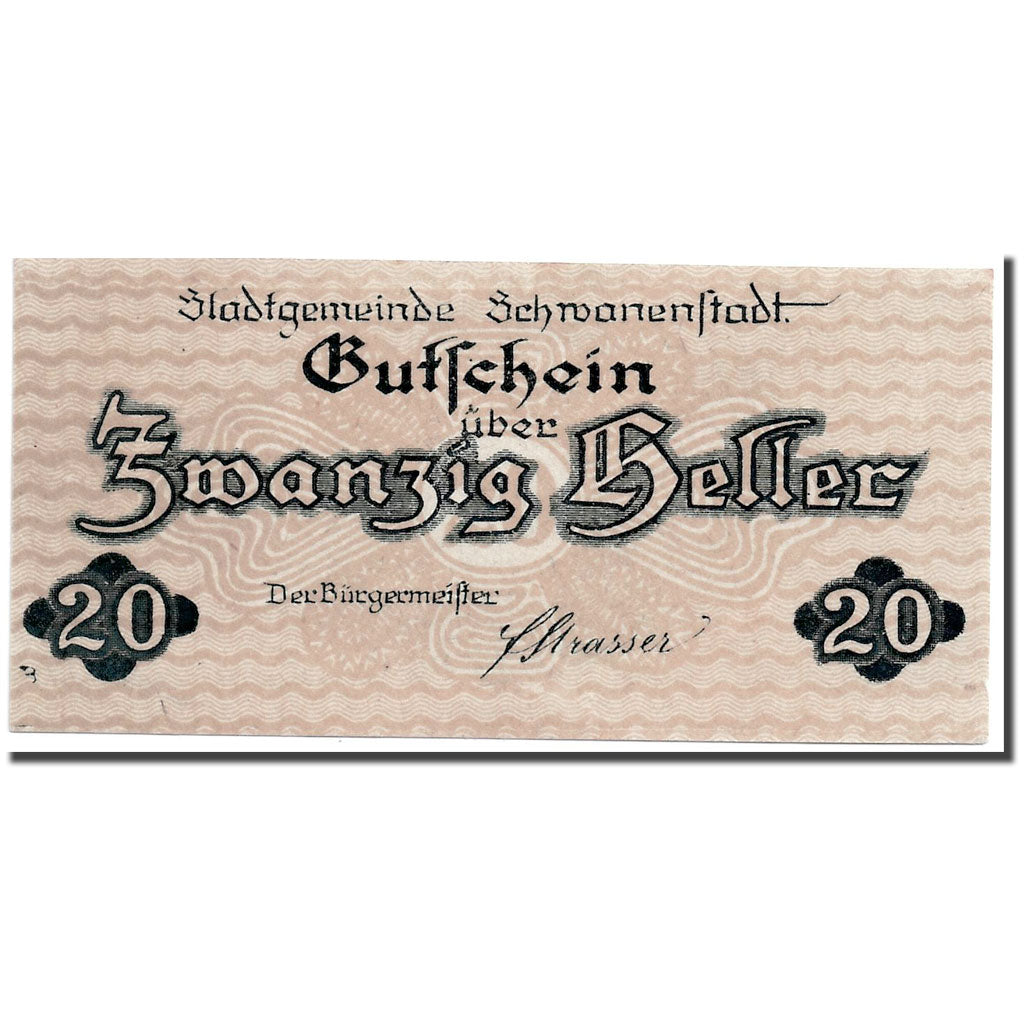 Banconote, Austria, Schwanenstadt, 20 Heller, paysage, 1920, SPL, Mehl:977 I
