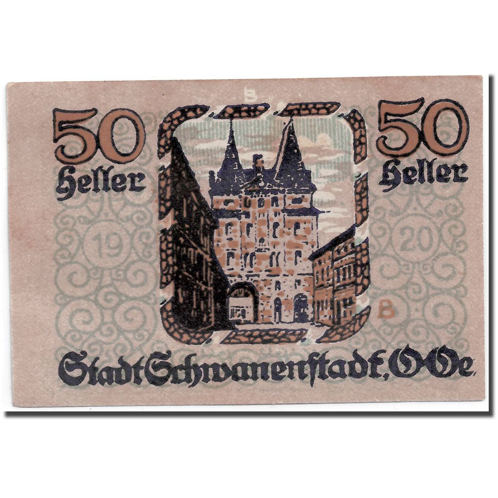 Banknote, Austria, Schwanenstadt, 50 Heller, chateau 1, 1920, UNC(63), Mehl:977