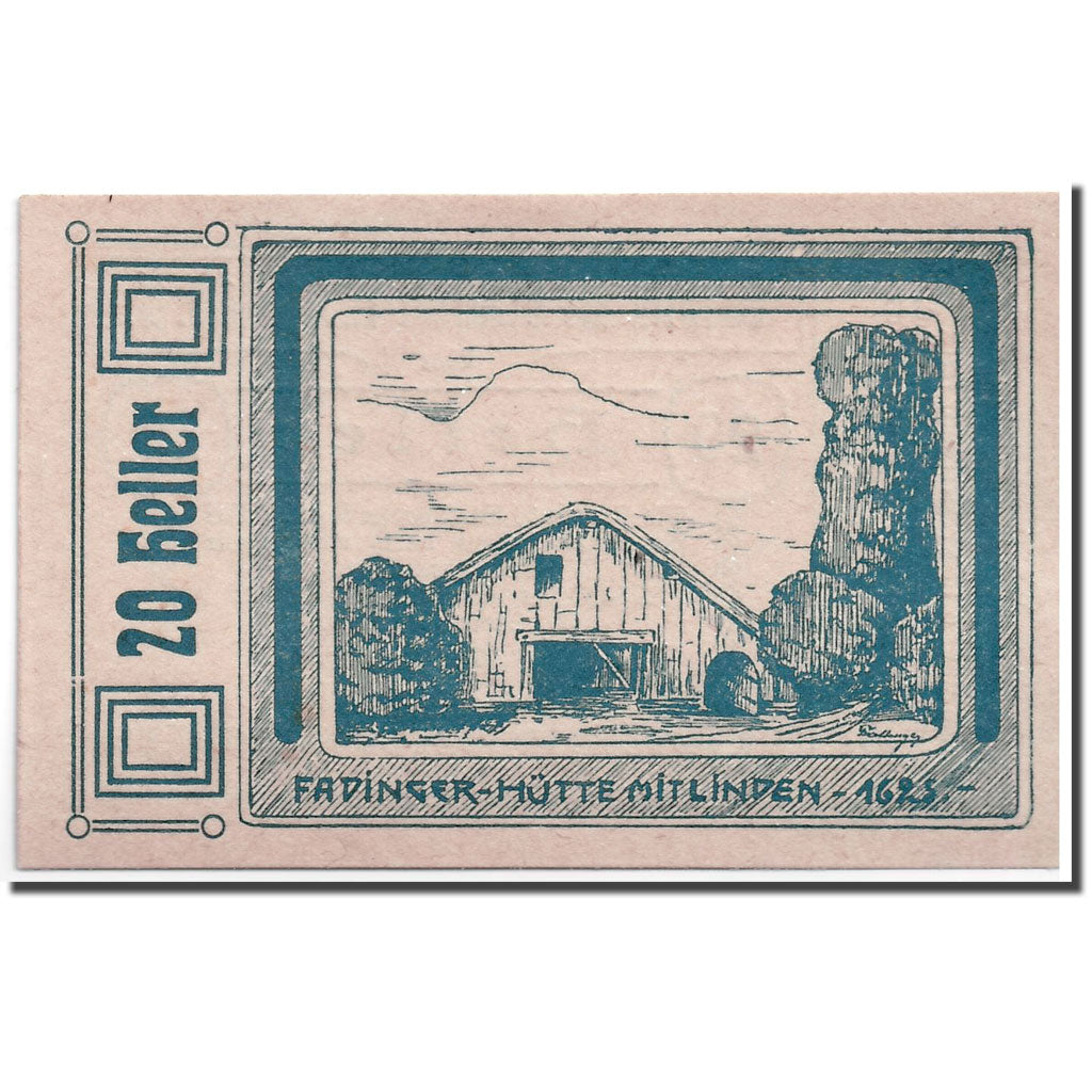 Banknote, Austria, St Agatha, 20 Heller, paysage, 1920, UNC(63), Mehl:877 I
