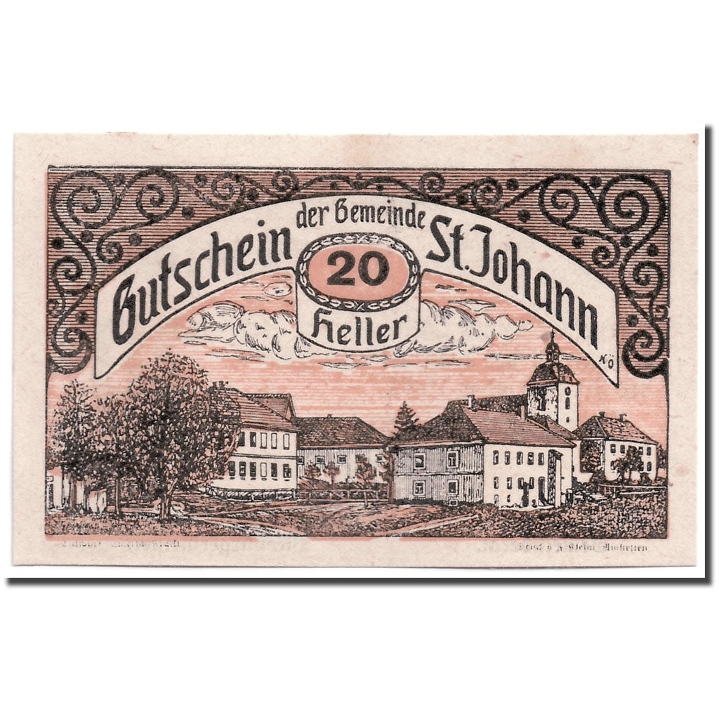 Banknote, Austria, St Johann in Engstetten, 20 Heller, paysage, UNC(63)