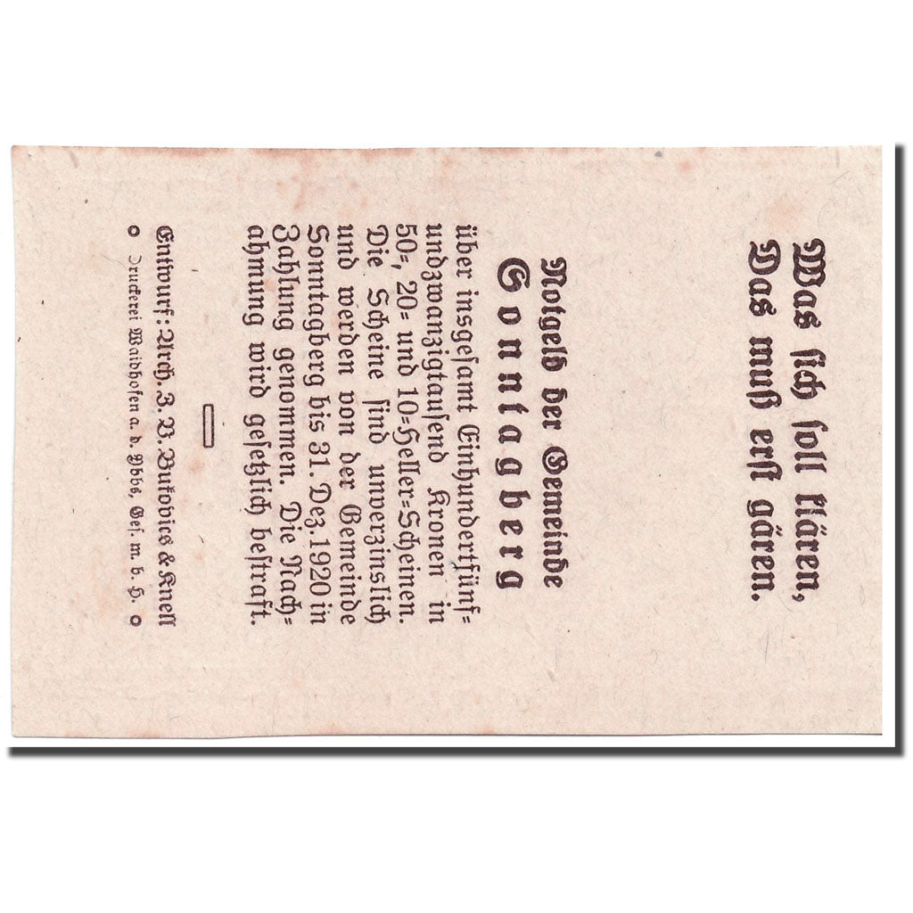 Banknote, Austria, Sonntagberg, 10 Heller, paysage, 1920, UNC(63), Mehl:1005