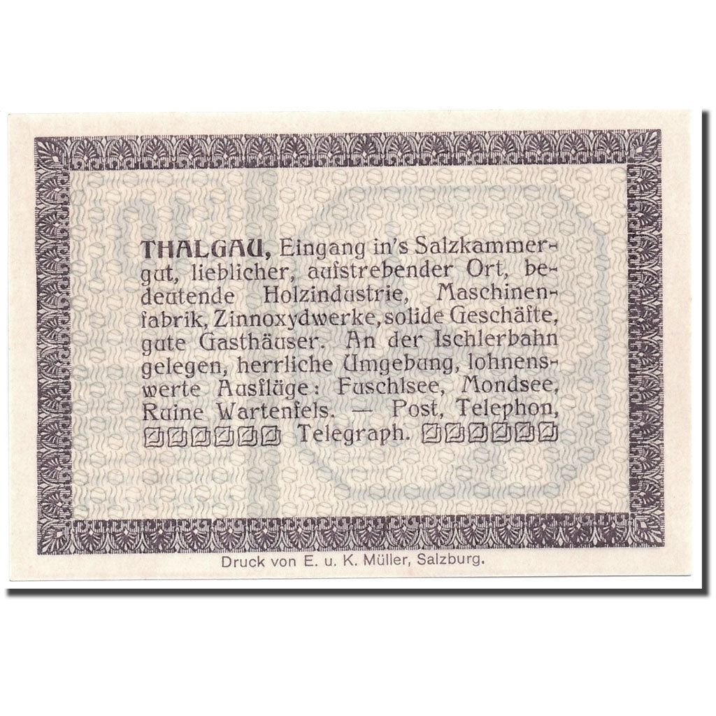 Banknote, Austria, Thalgau, 10 Heller, paysage, 1920, UNC(63), Mehl:1065