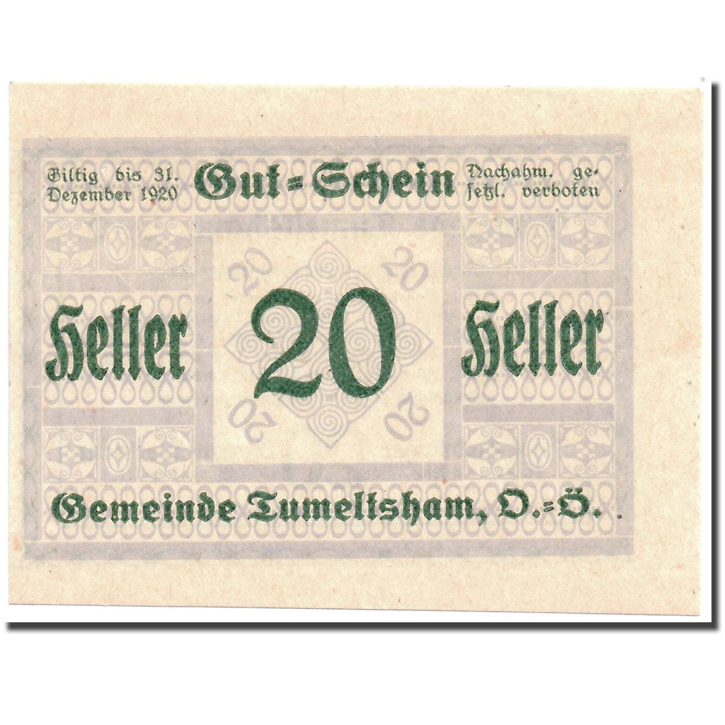 Banknote, Austria, Tumeltsham, 20 Heller, graphique, 1920, 1920-05-16, UNC(63)
