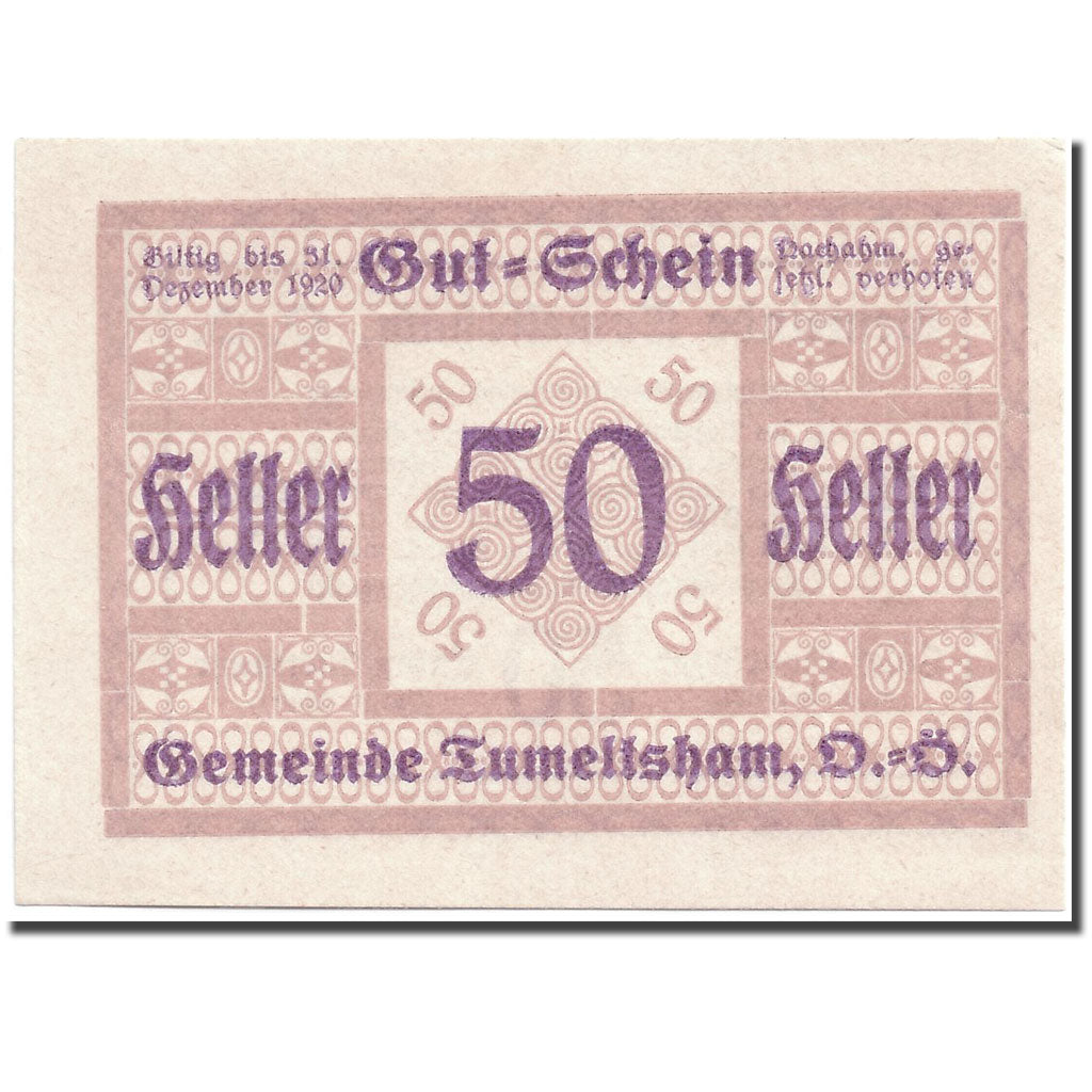 Geldschein, Österreich, Tumeltsham, 50 Heller, graphique, 1920, 1920-05-16