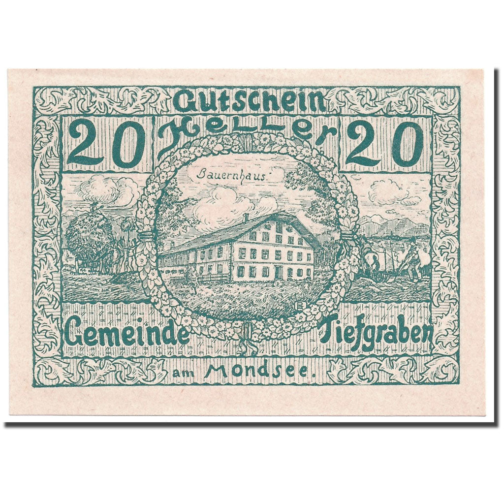 Banknote, Austria, Tiefgraben, 20 Heller, Maison, 1920, 1920-08-01, UNC(63)