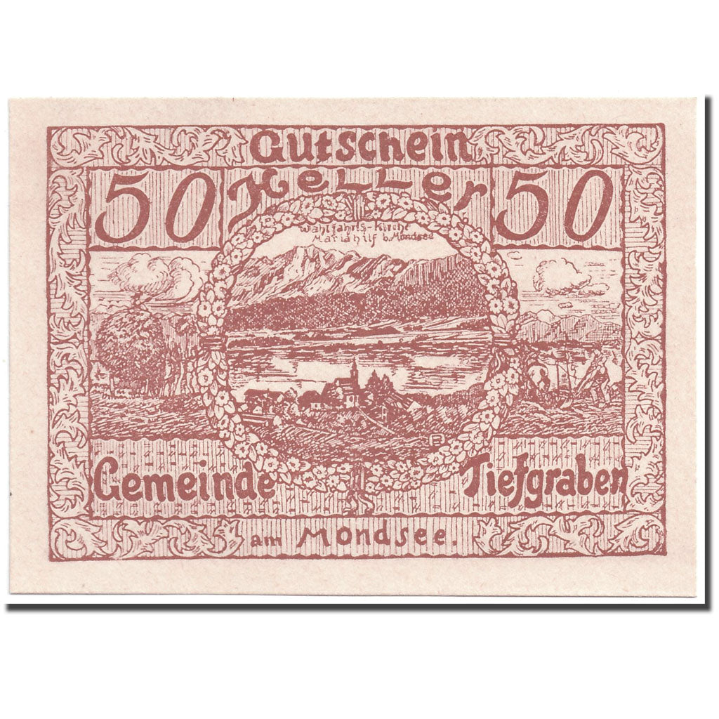 Banknote, Austria, Tiefgraben, 50 Heller, paysage, 1920, 1920-08-01, UNC(63)