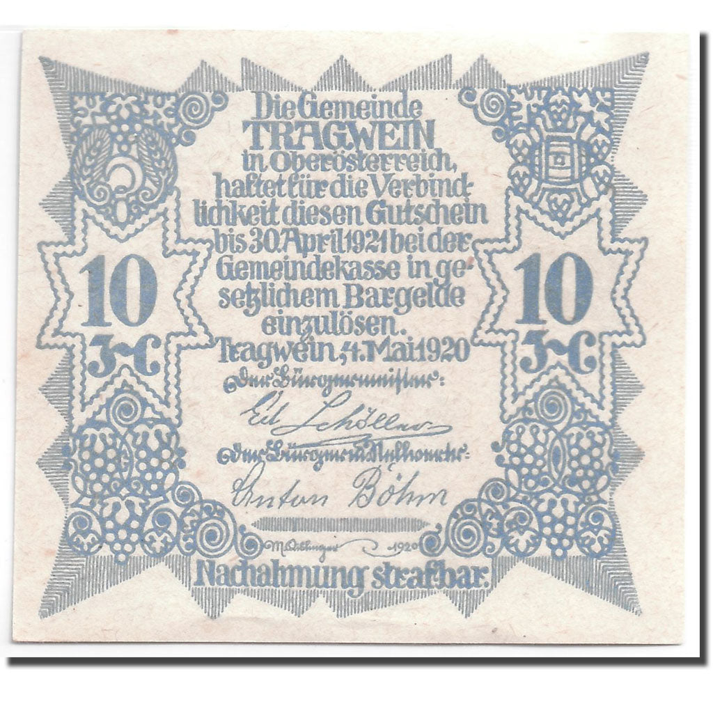 Banknote, Austria, Tragwein, 10 Heller, Eglise, 1920, 1920-05-04, UNC(63)