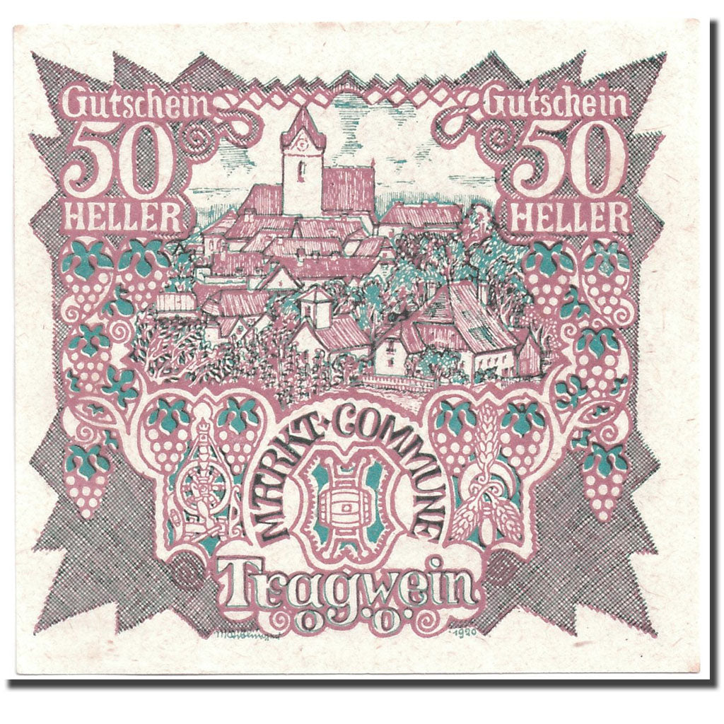 Banknote, Austria, Tragwein, 50 Heller, paysage, 1920, 1920-05-04, UNC(63)